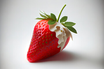 Healthy Rip strawberry on white
