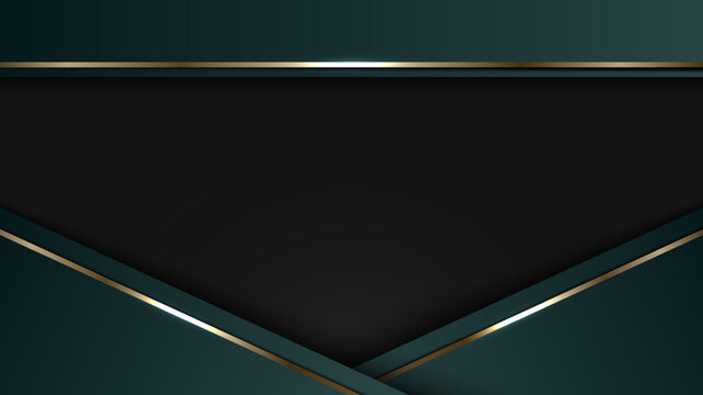 3D elegant banner web template abstract background green geometric stripes with golden lines luxury style