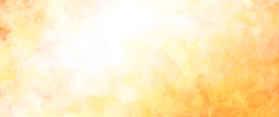 Fotobehang Yellow and orange summer vector watercolor background. Hand drawn wallpaper design for cards, flyers, poster, banner, cover design, invitation cards, prints. Summer heat illustration for design. © Maribor