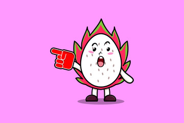 Cute Cartoon Dragon fruit with foam finger glove in modern design 