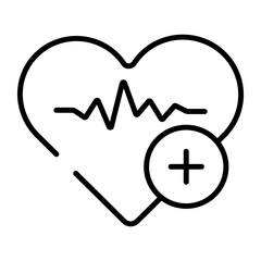 Heartbeat on heart with medical sign denoting concept of heart health