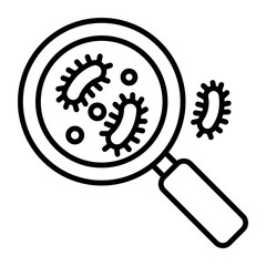 Bacteria with magnifier vector, well design icon of virus scan