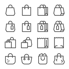 shopping bag line icon set,vector and illustration