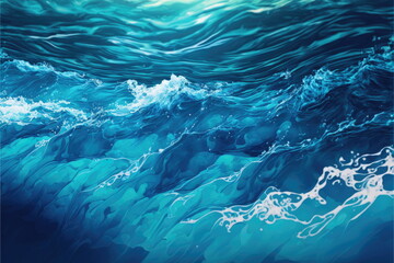 Fototapeta na wymiar surface of water, blue wave background, Made by AI,Artificial intelligence