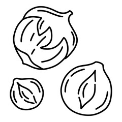 Hazelnut simple linear cartoon icon in doodle style, vector illustration