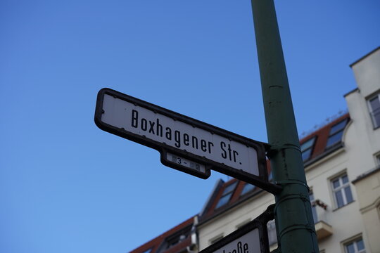 Straßenschild Boxhagener Straße in Friedrichshain