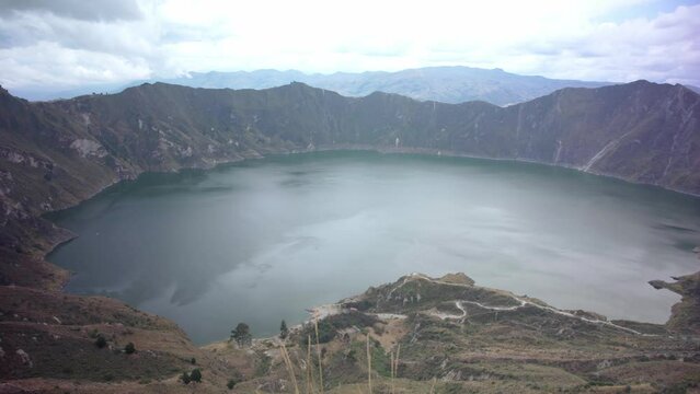 Quilotoa volcanic lake in Ecuador in South America