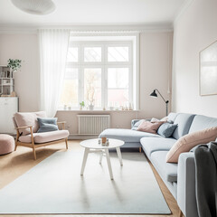 Fototapeta na wymiar modern living room with sofa furniture window decoration house