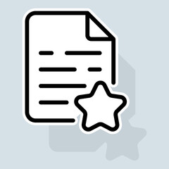 Obraz premium File with star line icon. Like, dislike, clipboard with thumbs up, rate the service, clipboard with checkmark, rating, . Feedback concept. Vector sticker line icon on white background
