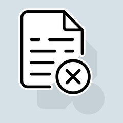 File with cross line icon. Banking protection, mail protection, personal data protection, cloud data protection, key, shield, monitor. Security concept. Vector sticker line icon on white background