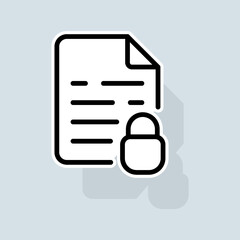 File with lock line icon. Password, protection, hacking, wifi password, internet, network protection. Security concept. Vector sticker line icon on white background