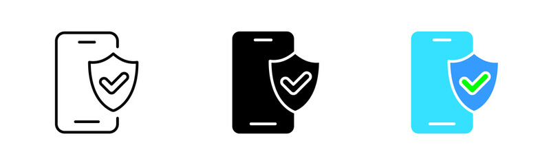 Personal data protection set icon. Cloud storage safety, eye, phone, shield, lock, security, custody, hacking, antivirus, user.. Vector icon in line, black and colorful style on white background