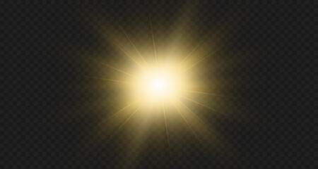 Light effects, glare, glitter, explosion, golden light, Vector illustration. shining golden stars.