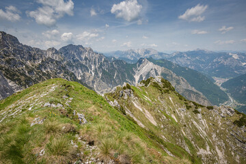 Fototapeta na wymiar Beautiful mountain trail Monte Montusel in Friuli-Venezia Giulia, Italy