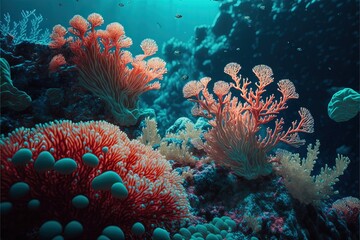 Fototapeta na wymiar coral reef and coral, ai generated