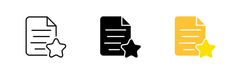 Obraz premium Document with star line icon. Important, button, favorites, mark as important, select, feedback, selected. File management concept. Vector icon in line, black and colorful style on white background