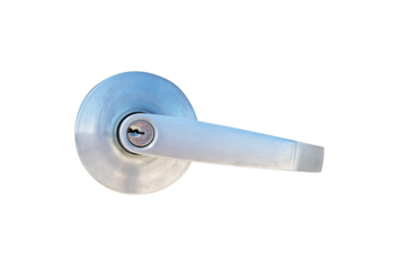 Metal door knob Made strong, stable of aluminum metal attached to wooden door, does not rust when exposed to water, safe from being broken Used to install door in house. Isolated cutout PNG background