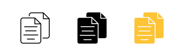 Obraz premium File group set icon. Information, text document, reader, folder, pdf file, private, book, note. Data set concept. Vector icon in line, black and colorful style on white background