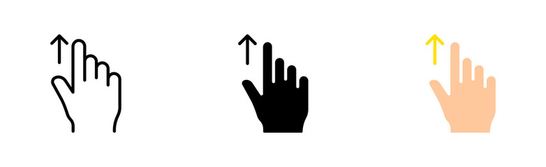 Different types of cursors set icon. Hand, press, button, hourglass, loading, arrow, zoom in, text selection, moving, waiting, busy, working. Vector icon in line, black and colorful style