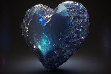 Fototapeta premium A Render of a Glowing Heart-Shaped Diamond and Pearlescent Sapphire