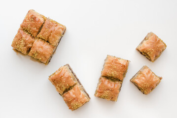 Baklava on a white background. Sweets on a white background.