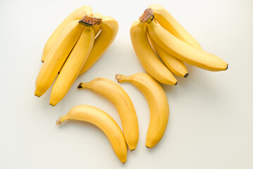 Bananas on a white background. Bunch of bananas. Ripe bananas.