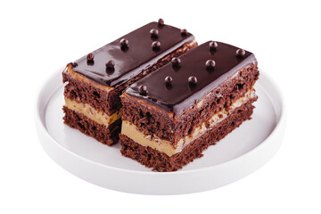 piece of chocolate cake with vanilla cream