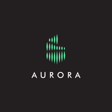 aurora borealis logo, modern northern lights sky aurora and stars icon logo design illustration 