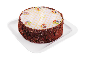 Cake cream dessert on white plate