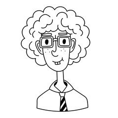 Black and white doodle clipart. A simple portrait of a man. Easy to change color.