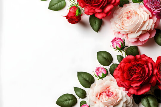 A stunning image featuring a red and pink rose flower with a blank space in the middle, perfect for adding text or overlaying graphics. This photo is ideal for use on social media, websites