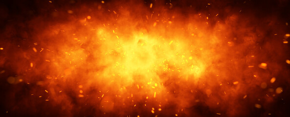 Artistic dark red hot fire flame with sparks illustration background.