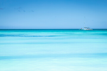 Tropical paradise, sand beach in caribbean Saona Island, Punta Cana, Dominican