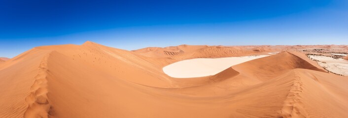 panorama of dead vlei with big daddy dune at sossusvlei