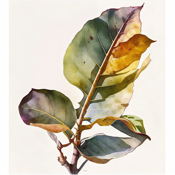 Rubber leaf watercolor - Generative AI