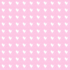 Hand drawn heart shape on pink background. Seamless pattern - doodle style. Valentine concept for background, card, wrapping paper.
