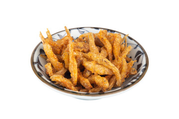 Crispy Small Fish isolated on white background