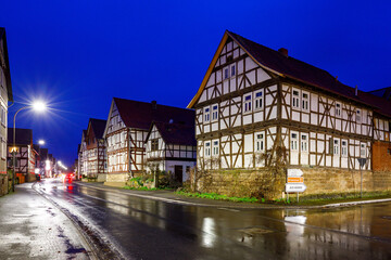 Naklejka premium The historic Village of Herleshausen at night