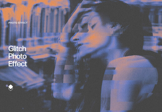 Glitch Photo Effect Mockup