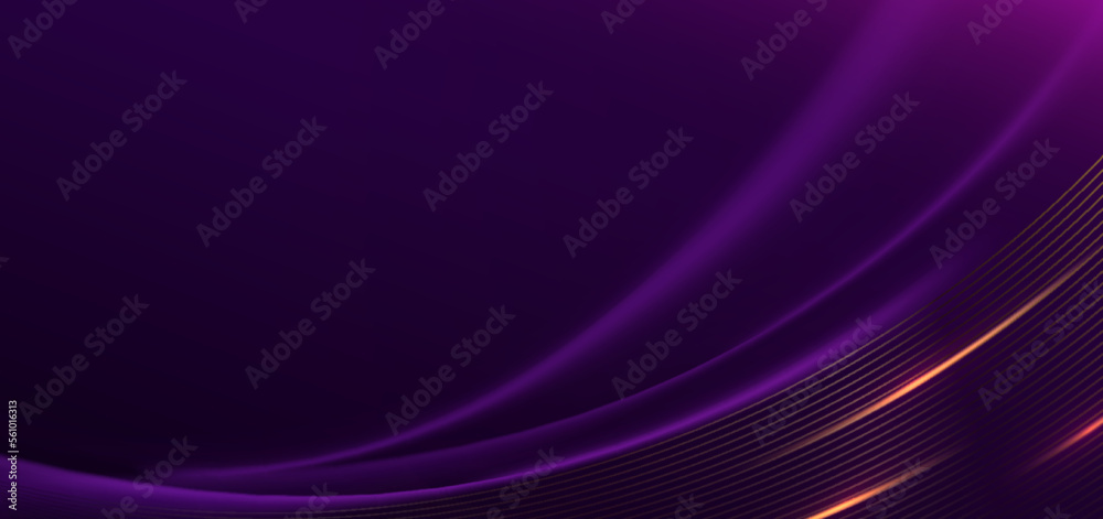 Wall mural elegant purple curved line on purple background with lighting effect and with copy space for text. l