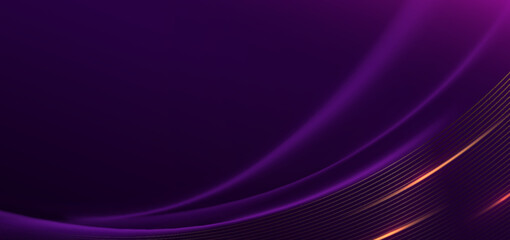 Elegant purple curved line on purple background with lighting effect and with copy space for text. Luxury design style.