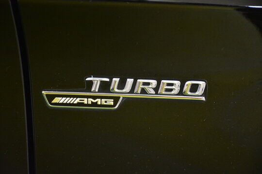 Mercedes Benz CLA 45 turbo emblem at Bumper to Bumper car show in Manila, Philippines