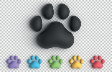 3d animal signs color set. Multi-colored squares with 3d paws icons set. © BraveSpirit