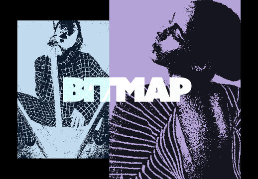 Bitmap Poster Photo Effect Mockup