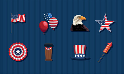 eight usa flag icons