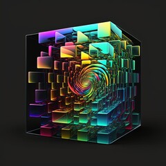 Slow motion 3D and 2D colorful abstract illustration