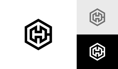Letter CH or HC hexagon monogram logo design vector