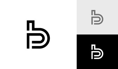 Monoline letter BP or PB monogram logo design vector