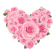 Obraz na płótnie Canvas pink rose with love shape drawn digital painting watercolor illustration