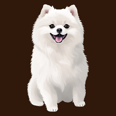 Obraz premium cute pomeranian drawn digital painting watercolor illustration